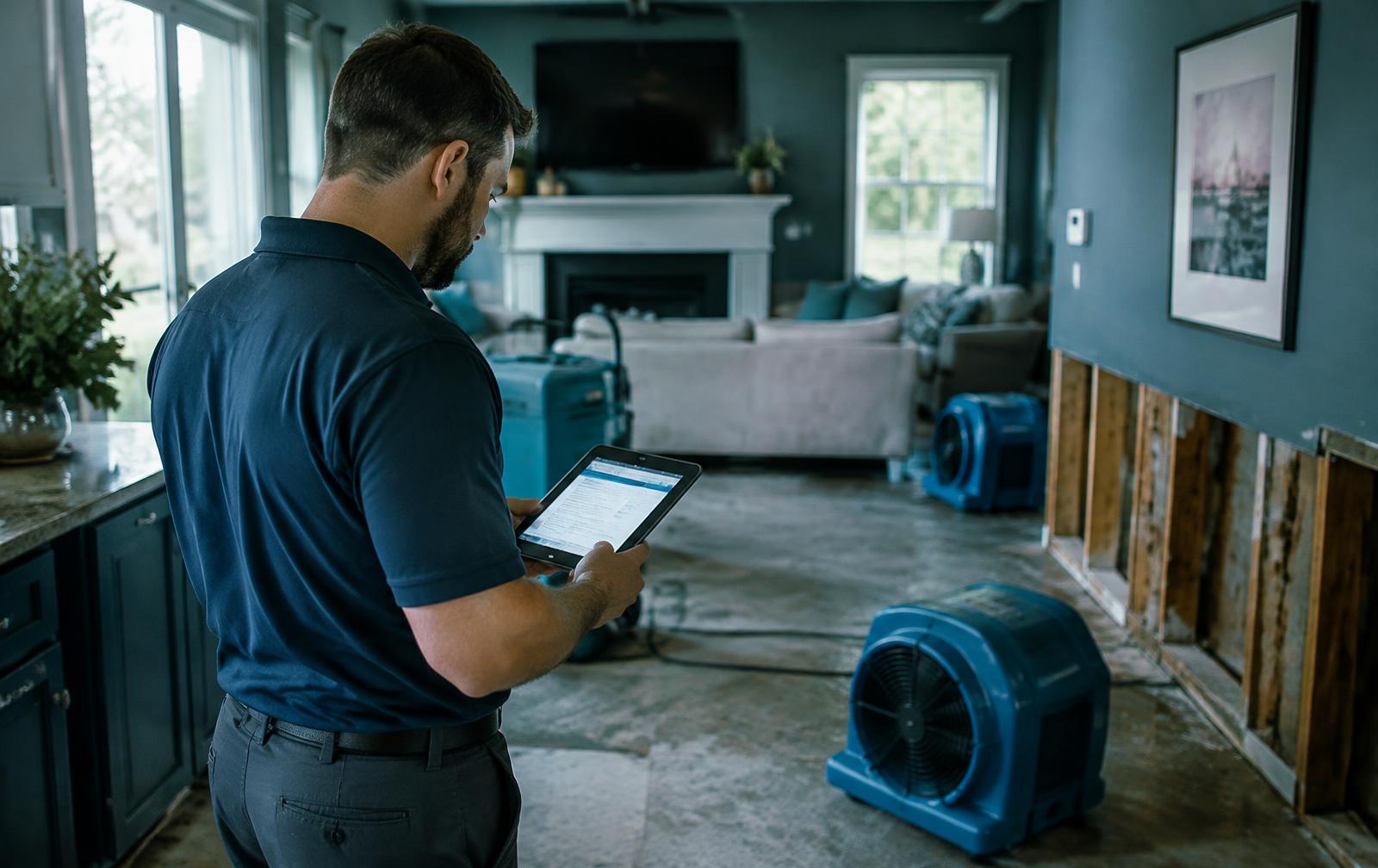 Estimator documenting water damage